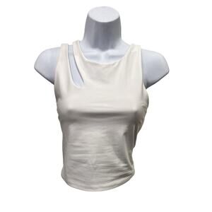 Becco Midi Cut Out Shoulder Athletic Tank in White Women's XS